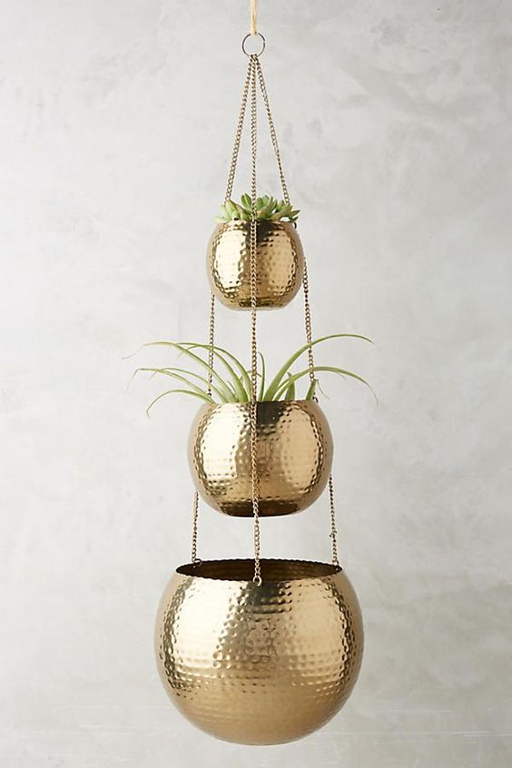 brass hanging planter