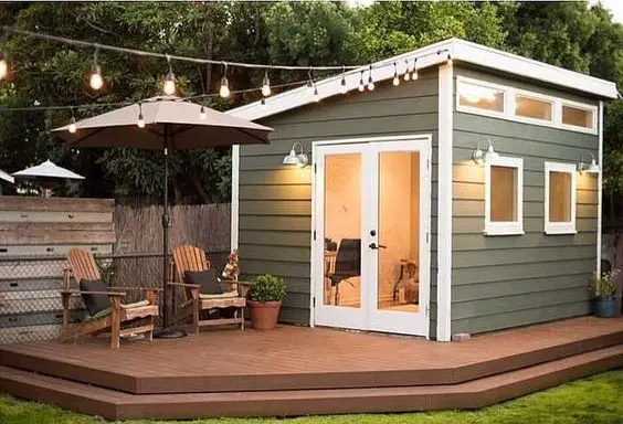 she shed with patio