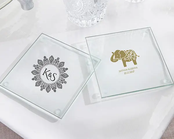 Personalized Indian Jewel Glass Coaster