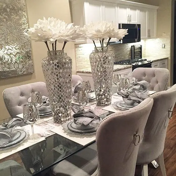 Glamorous Dining Room Design, Glam Dining Room Table Sets