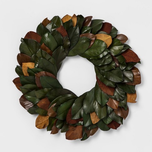 fall decor - dried magnolia leaf wreath