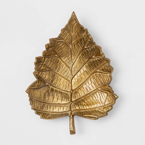 fall decor - gold leaf tray