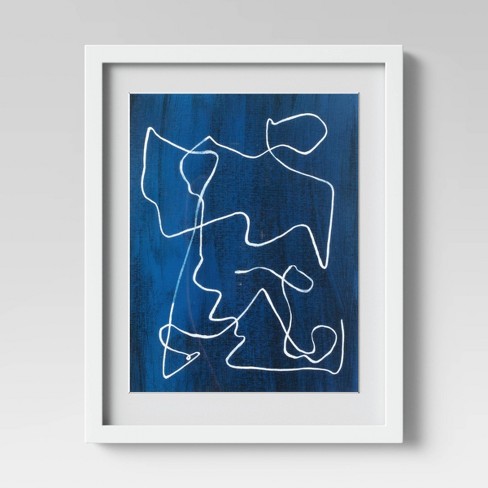 16"x20" Scribble Abstract Framed Wall Print Blue - Project 62™
