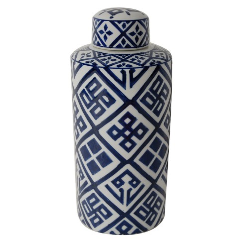 Valora Blue and White Cylinder Jar - Small - A&B Home