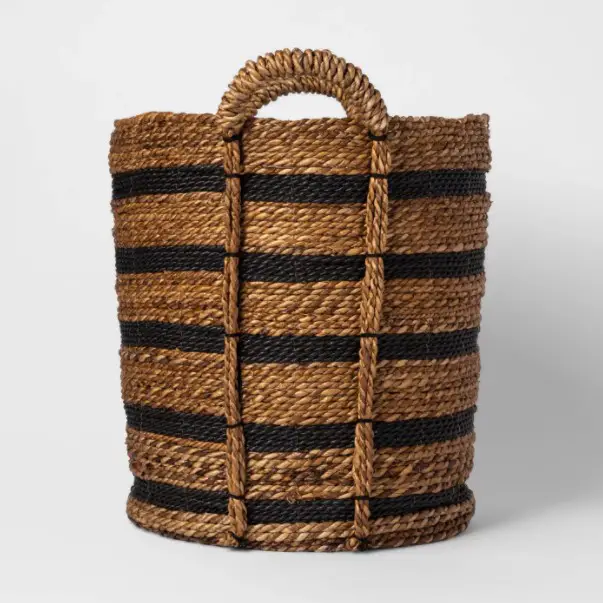 tall black striped basket