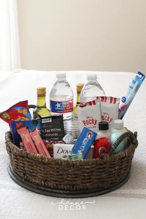 What To Put In A Guest Room Basket - DianneDecor.com