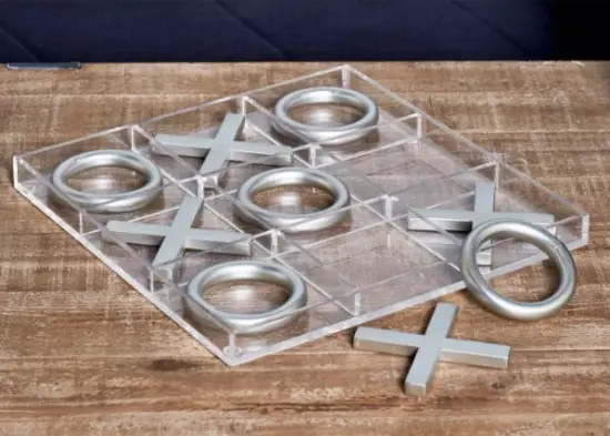 Coffee Table Accents - Modern Acrylic and Iron Tic Tac Toe Set - Olivia & May