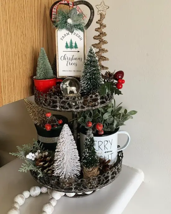 tree filled tiered tray