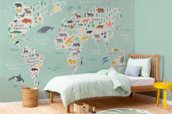 Safari Kids Map Wallpaper Mural
