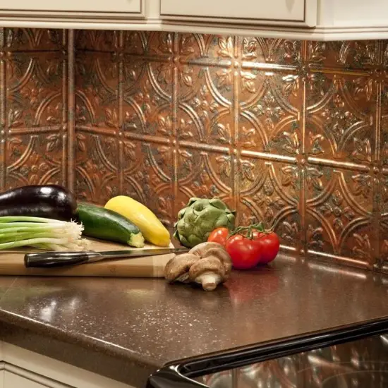 kitchen backsplash ideas - Fasade 18in x 24in Traditional 1 Copper Fantasy Backsplash Panel