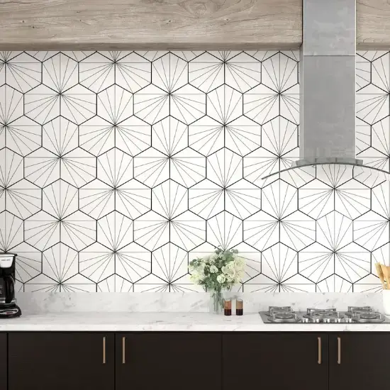 Kitchen Backsplash Ideas - Misha 9" x 10" Porcelain Patterned Wall & Floor Tile