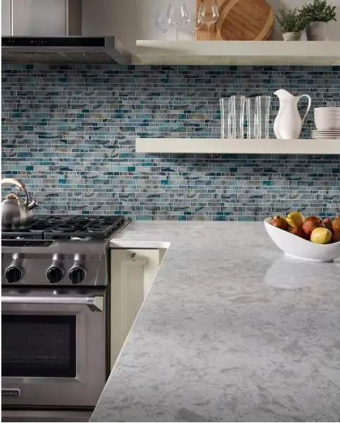 Kitchen Backsplash Ideas - Night Sky Interlocking 11.81 in. x 11.81 in. x 8mm Glass Mesh-Mounted Mosaic Tile