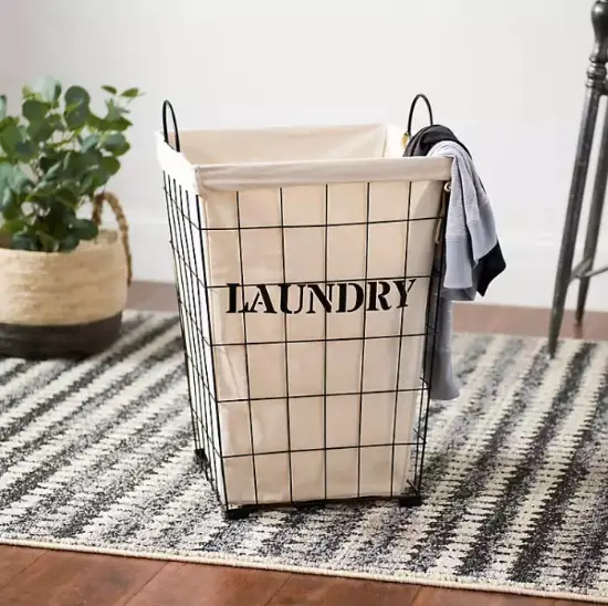 Metal and Fabric Retro Laundry Bin