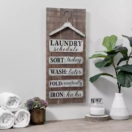 Galvanized Metal Laundry Wall Plaque