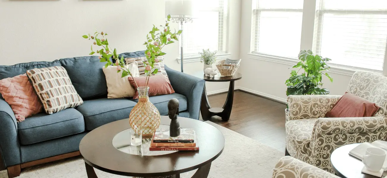 Blue and Mauve Living Room Refresh - Spring Living Room Decorating Ideas