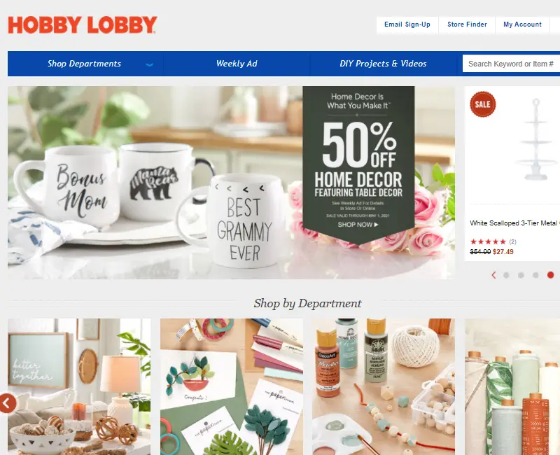 Hobby Lobby - cheap home decor websites