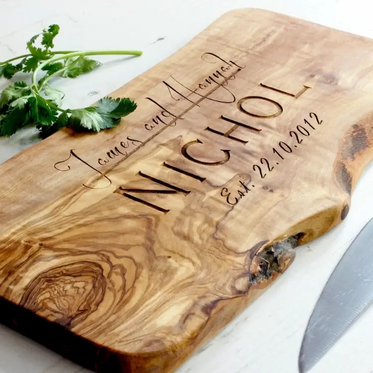 Personalized Rustic Wooden Chopping Cutting Cheese Board by Rustic Flitch