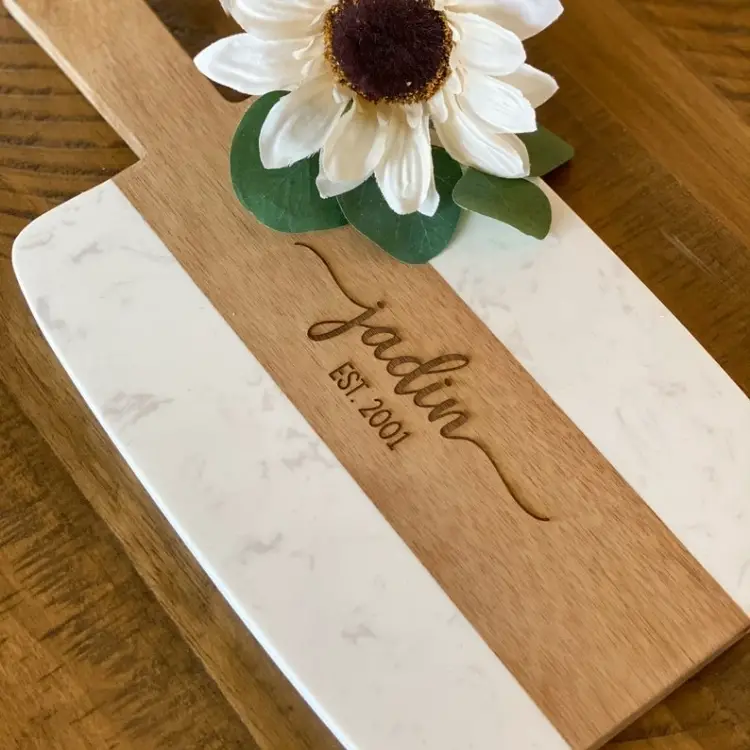 Personalized Marble Cheese Board by Sahuaro Lane
