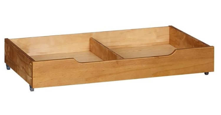 MUSEHOMEINC Solid Wood Under Bed Storage Drawer with 4-Wheels 