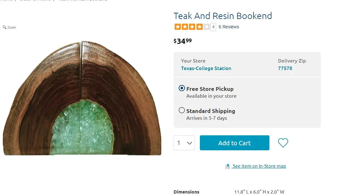 copper peak teak and resin bookend