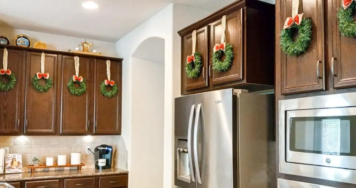 DIY Christmas Kitchen Cabinet Wreaths