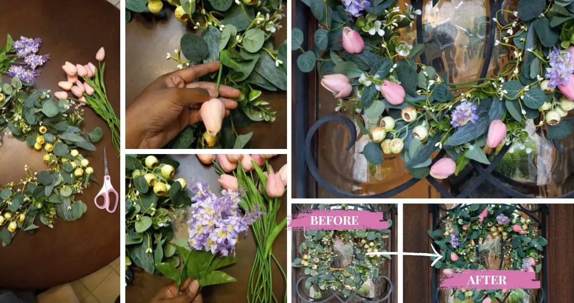 Easy DIY Winter to Spring Wreath Recycle