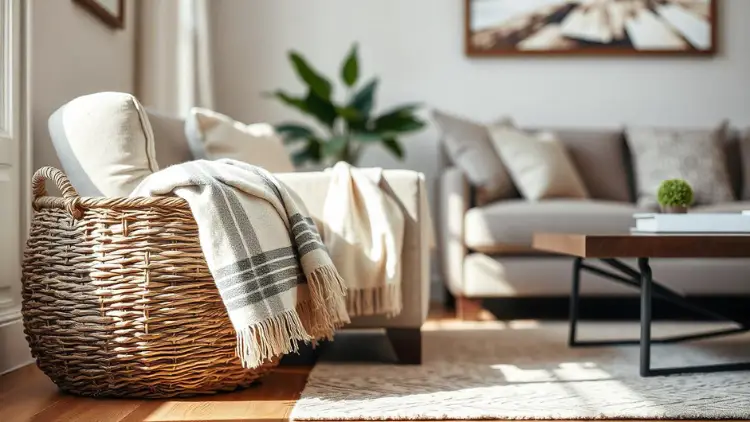 simple decorating ideas - basket and blanket