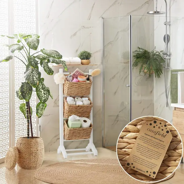 basket tower for bathroom towels